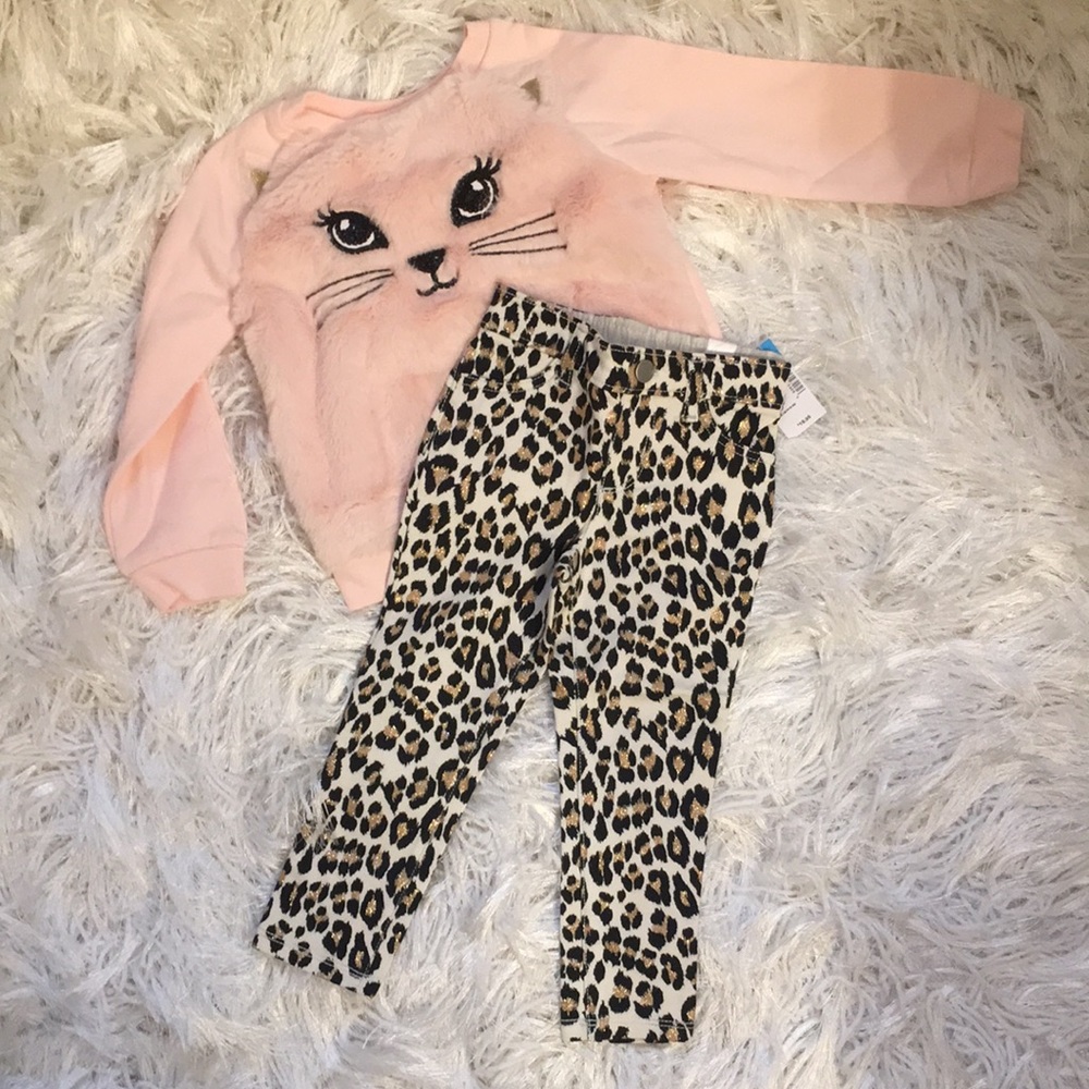 New The Children’s Place Girl’s Playful Animal Print Stretch Pull-On Jeggings